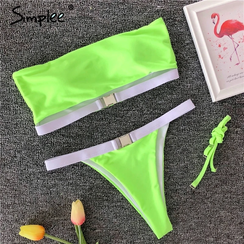 Женский купальник Simplee с леопардовым принтом купальный костюм микро топом и