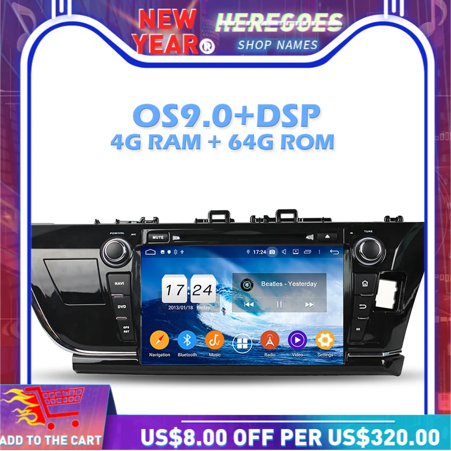 Автомобильный DVD плеер IPS DSP Android 10 0 4 Гб ОЗУ 64 ПЗУ Wi Fi 4G Bluetooth RDS радио GPS карта для oyota