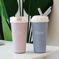 500ml portable stainless steel coffee thermos mug with straw car vacuum flask travel thermal bottle thermocup