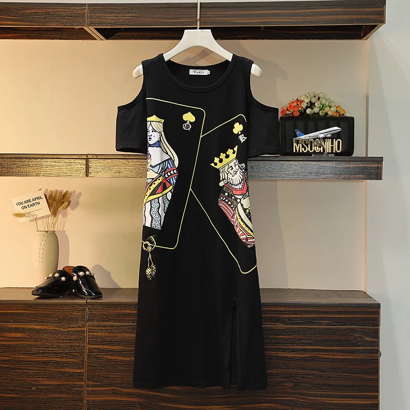 

Large size women's dress 2021 summer new fat sister shows thin foreign style