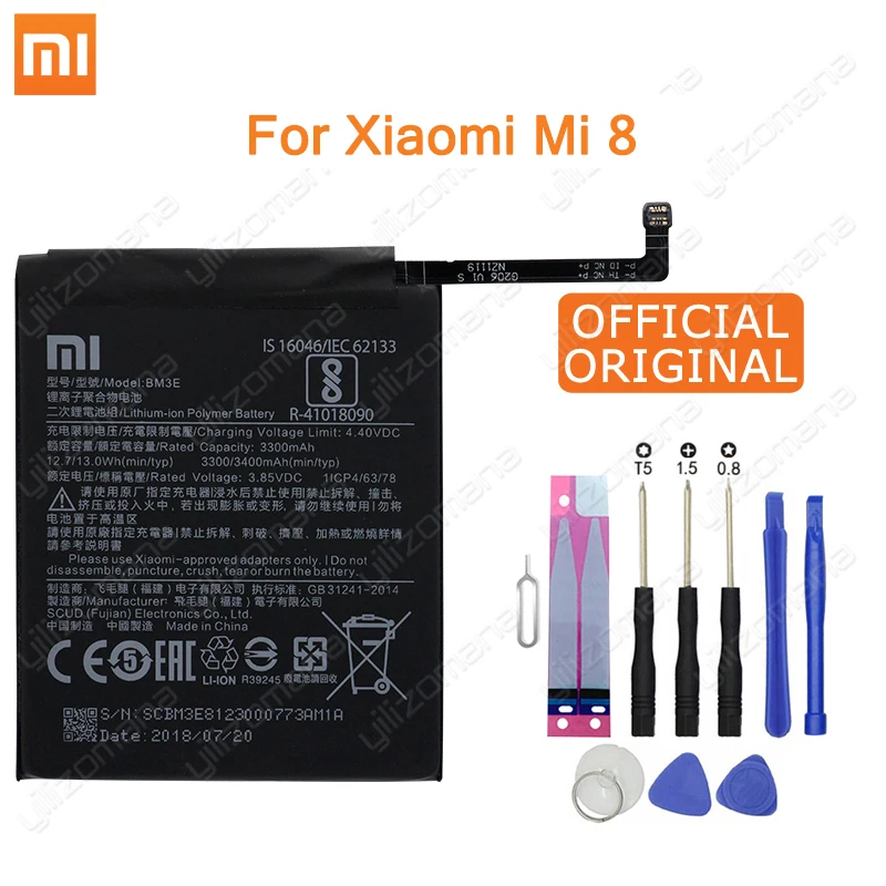 Аккумулятор для телефона Xiao mi BM3E для Xiaomi mi 8 mi 8 M8, настоящий аккумулятор 3400 мАч, высококачественный сменный аккумулятор, Бесплатные инструменты