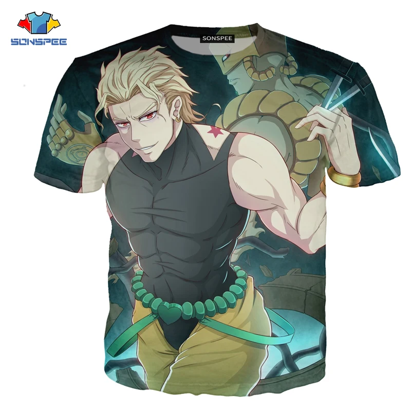 Мужская футболка с 3D принтом SONSPEE JoJo Необычные приключения для мужчин/Harajuku
