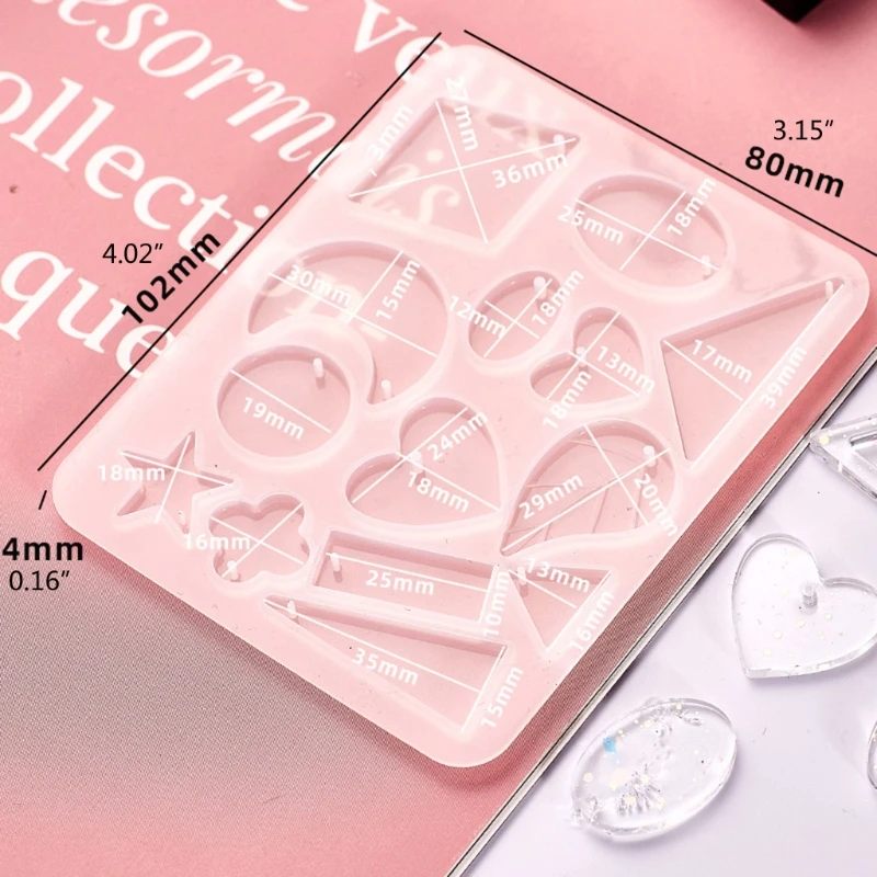 

39XE Handmade Silicone Earrings Mold Necklace Earring Pendant Resin Molds Drop Dangle Resin Earring Mold Jewelry Making Tools