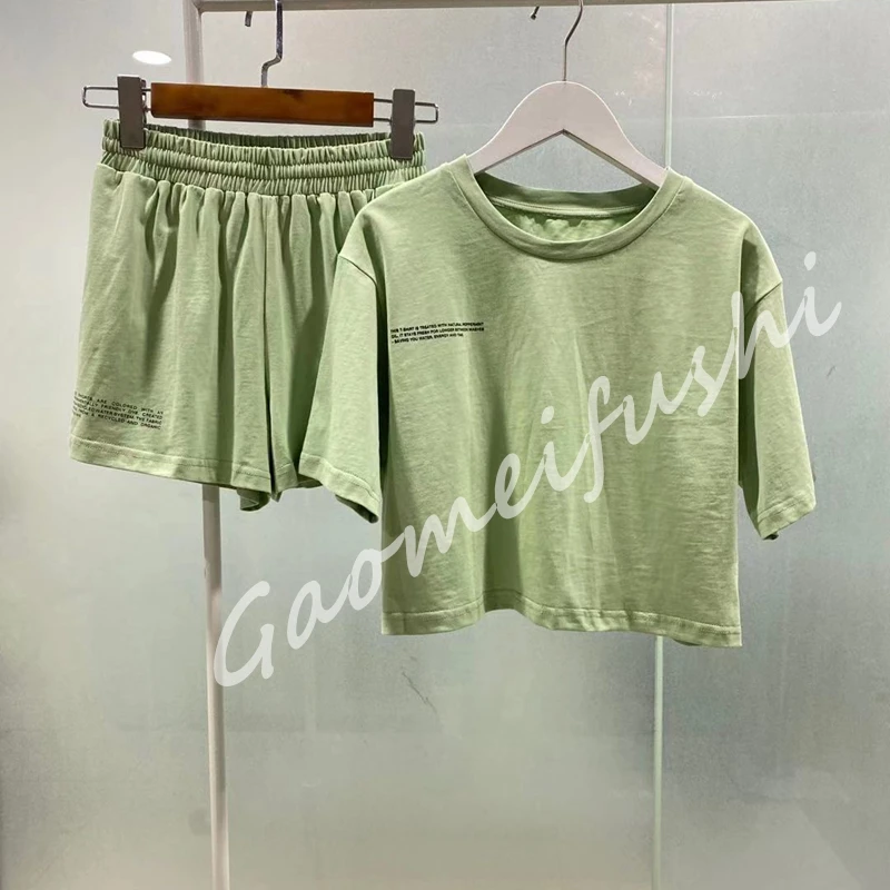 

Casual sports suit 2021 summer new ladies suit, round neck top, casual shorts, two-piece suit