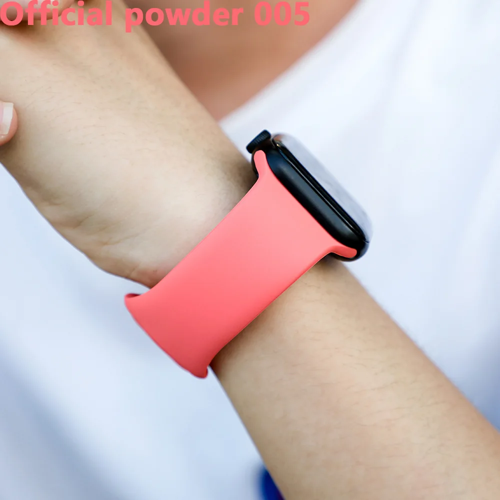 Ремешок для apple watch, ремешок для apple watch 5, 4, 3, iwatch, ремешок 42 мм, 44 мм, 38 мм, 40 мм, браслет Correa, силиконовый ремешок для часов, ремень, аксессуары - Цвет ремешка: Official powder 005