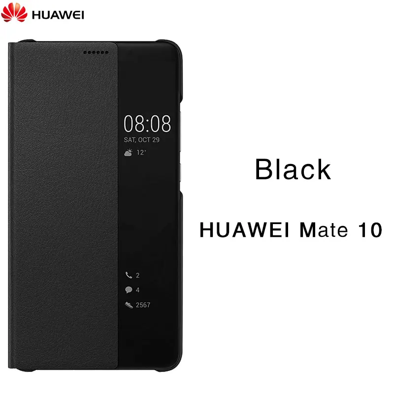 Mate 10 Black Официальное для Huawei Mate 10 чехол Умная спальная кобура для Huawei MATE10 pro Флип чехол Прозрачное окно Телефонная кобура Дайте кабель для зарядки / MATE10 чехол / MATE 10 Pro чехол / mate 10pro чехол - Цвет: Mate 10 Black