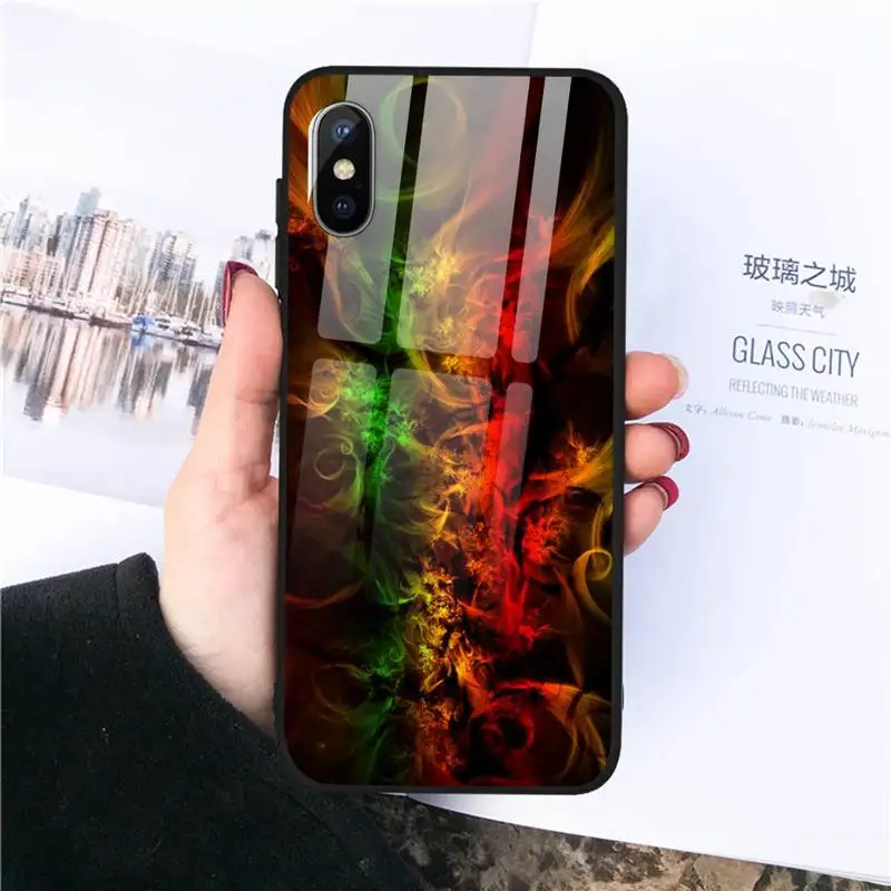 

Aesthetic colorful flame Phone Case Tempered glass For iphone 11 12 PRO MAX X XS XR 5C 6 6S 7 8 plus