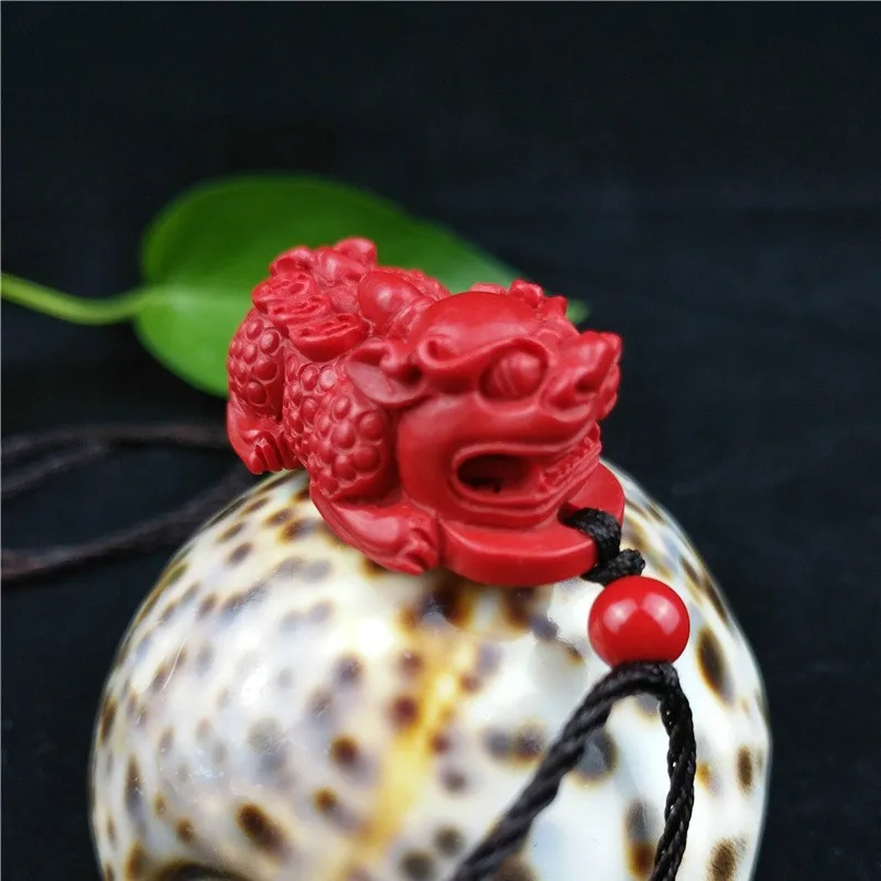 Ожерелье с подвеской в виде дракона китайская естественная красная фотолампа