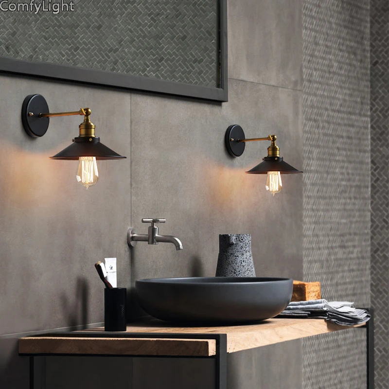 Vintage Retro Industrial iron Wall lamp sconces Adjustable bedside Bedroom kitchen loft light Balcony Aisle Villa Hote | Лампы и
