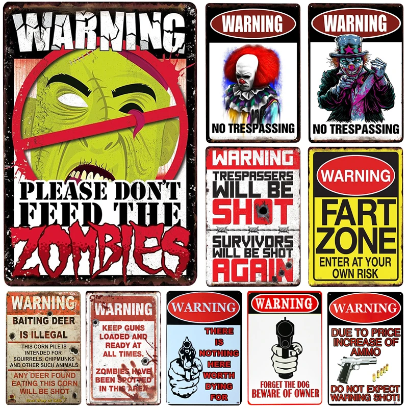 Металлическая пластина зомби Оловянная табличка металлический винтажный декор