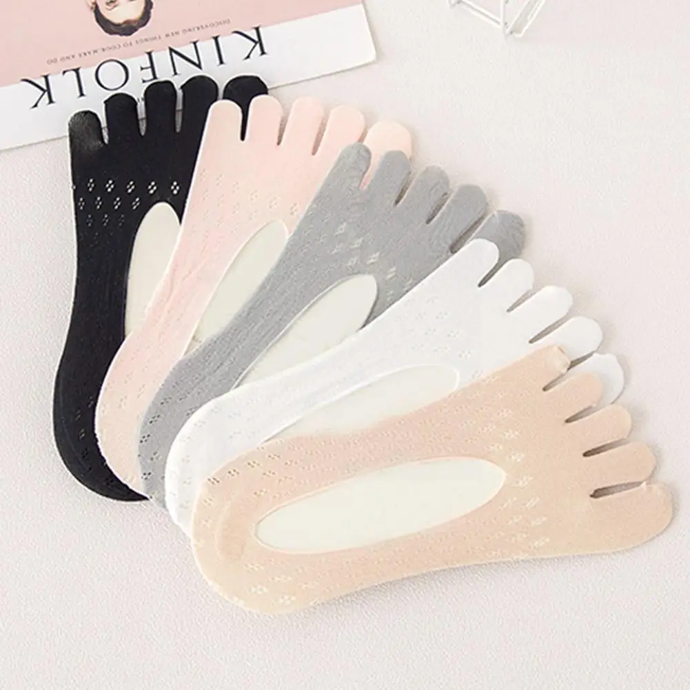 

Summer Thin Toe Sock Slippers Women Lady Invisible Socks Socks 1pair Invisible Anti-skid Finger Shallow Mouth Five-finger F T1o8