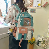 nylon backpack for women cute school bags for teenage girls kawaii casual schoolbags large capacity travel pack laptop packbags