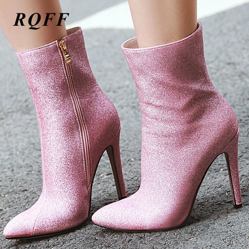Пикантные женские ботильоны новые туфли с острым носком на тонком высоком