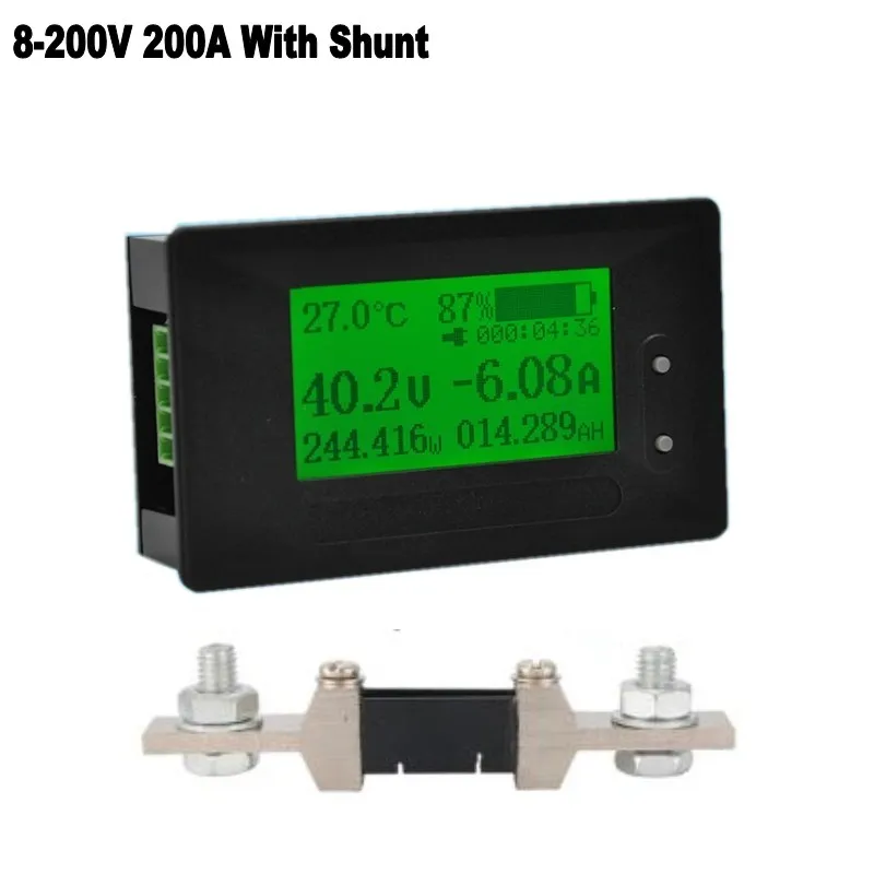 200A With Shunt GC97 DC 8-200 в 500A Вольтметр Амперметр автомобильный тестер батареи кулометр емкость напряжение электричества измеритель мощности 12 в 24 в 48 в - Цвет: 200A With Shunt