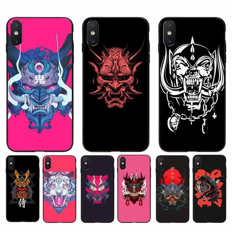 Чехол Yinuoda для сотового телефона с японской маской самурая oni черный чехол iPhone 11 8 7