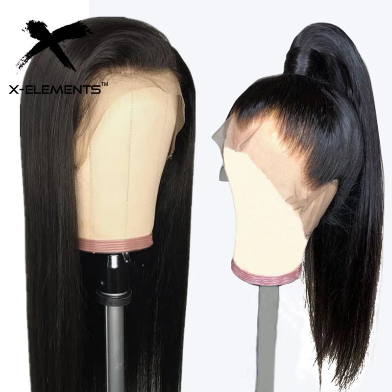 13*4 парик фронта шнурка с волосами младенца бразильские прямые волосы