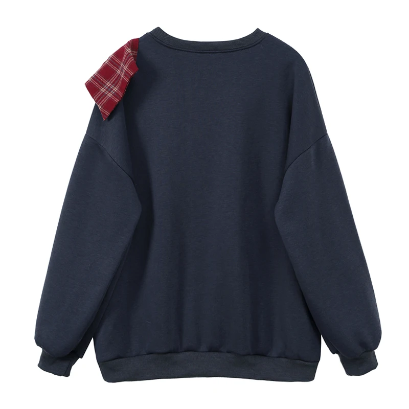 Свитшот женский с бантом милая Толстовка в стиле пэчворк пуловер круглым вырезом