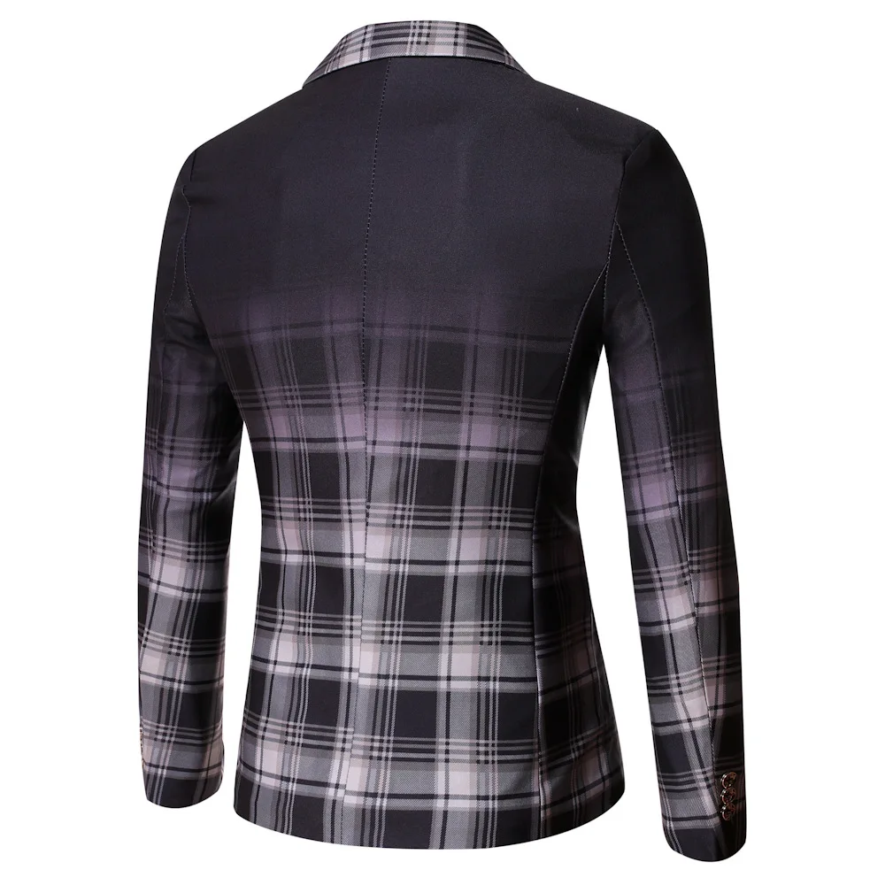 

Blazer Men 2021 New Style Casual Men Lapel Plaid Patchwork Single Button Slimming Hip Hop High Quality Men's Suit