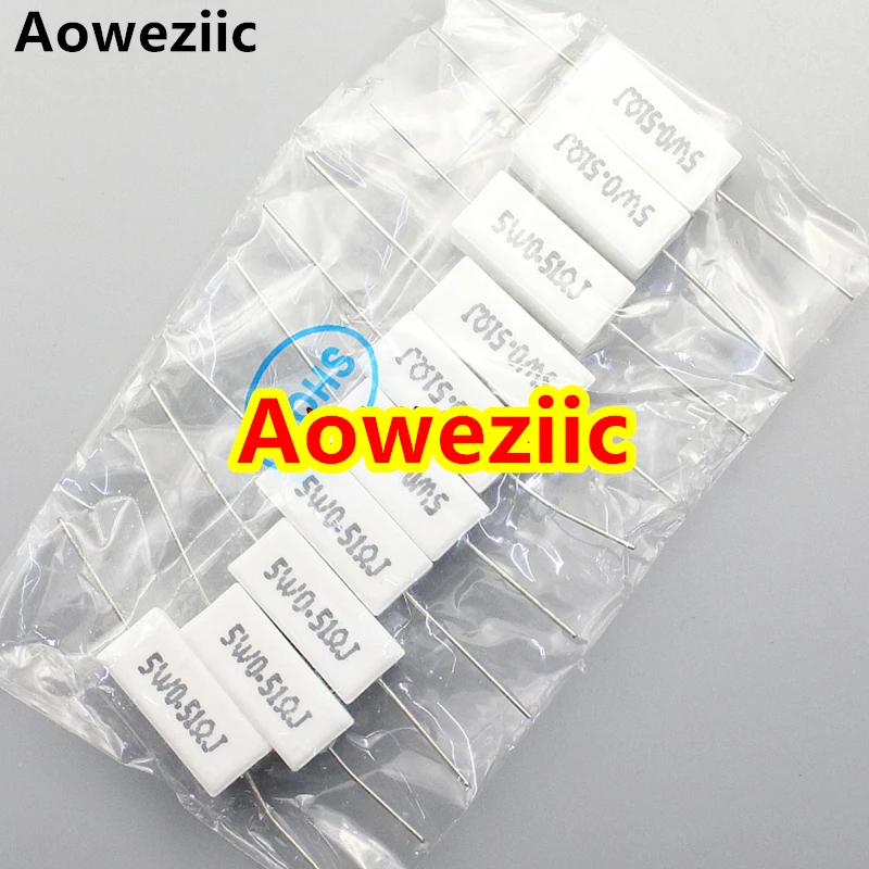 10 шт. RX27 Горизонтальное цементное сопротивление 5 Вт 0.51ohm 5WR51J 5W0.51RJ 5W0R51J