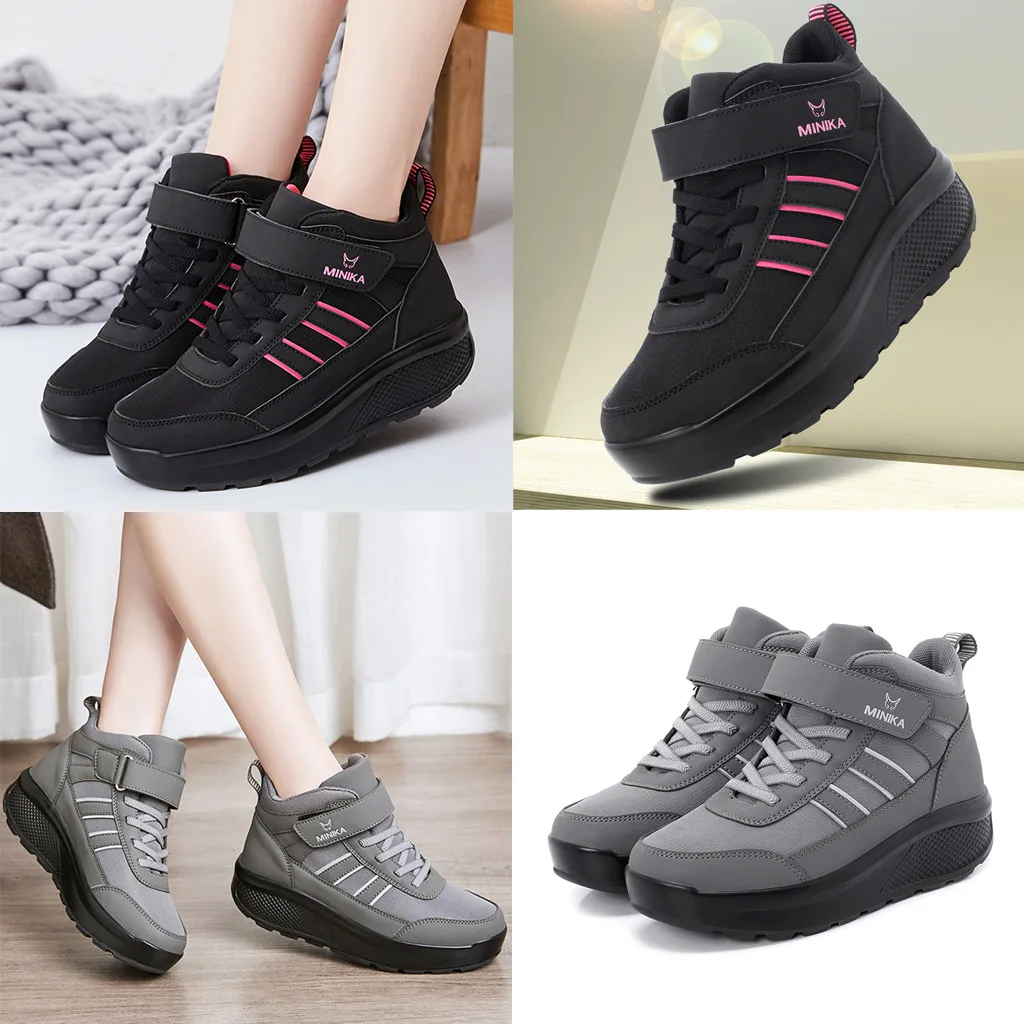 

SAGACE Casual Shoes Woman Plus Velvet Print Solid Color Ladies Flat With Rubber Shallow Mid Heel Round Toe Casual Shoes Woman