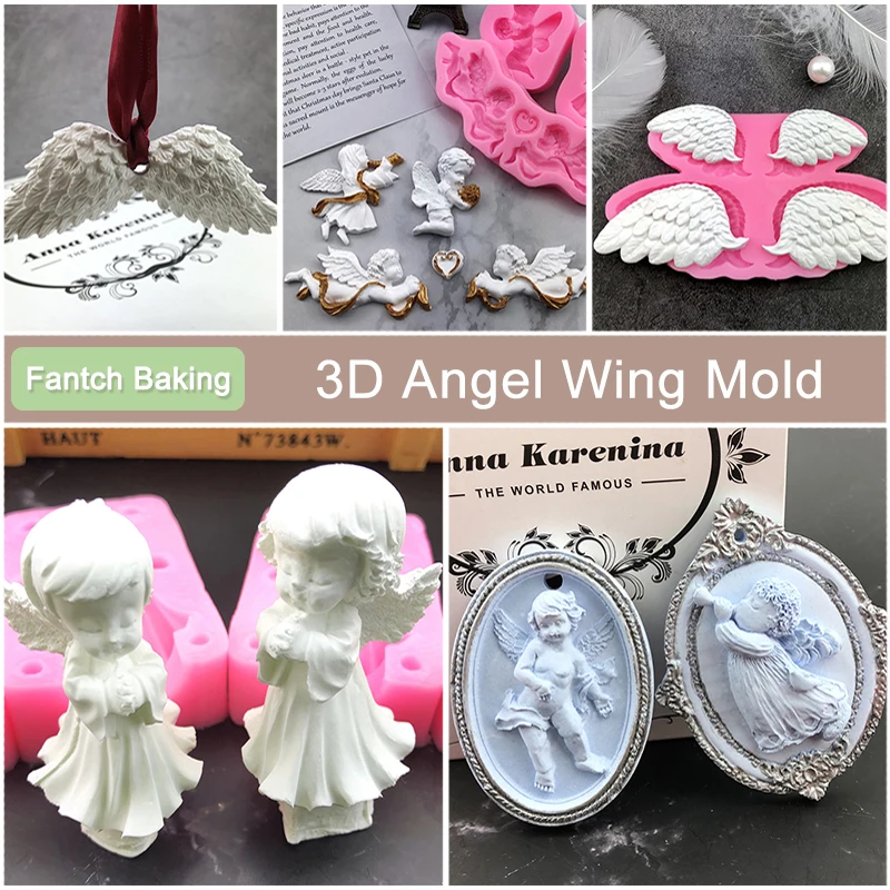 

Kinds Sugarcraft Angel Silicone Mold Wing Pendant Fondant 3D Baby Form Cake Decorating Tools Chocolate Gumpaste Resin Art Mould
