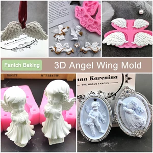 Виды Sugarcraft силиконовая форма с изображением ангела крылья кулон помадка 3D детская форма инструменты для украшения торта шоколадная мастика Смола художественная форма