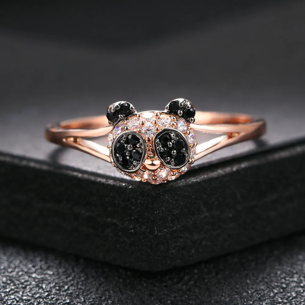 Ювелирные кольца в виде милой панды для девочек и женщин цвета розового