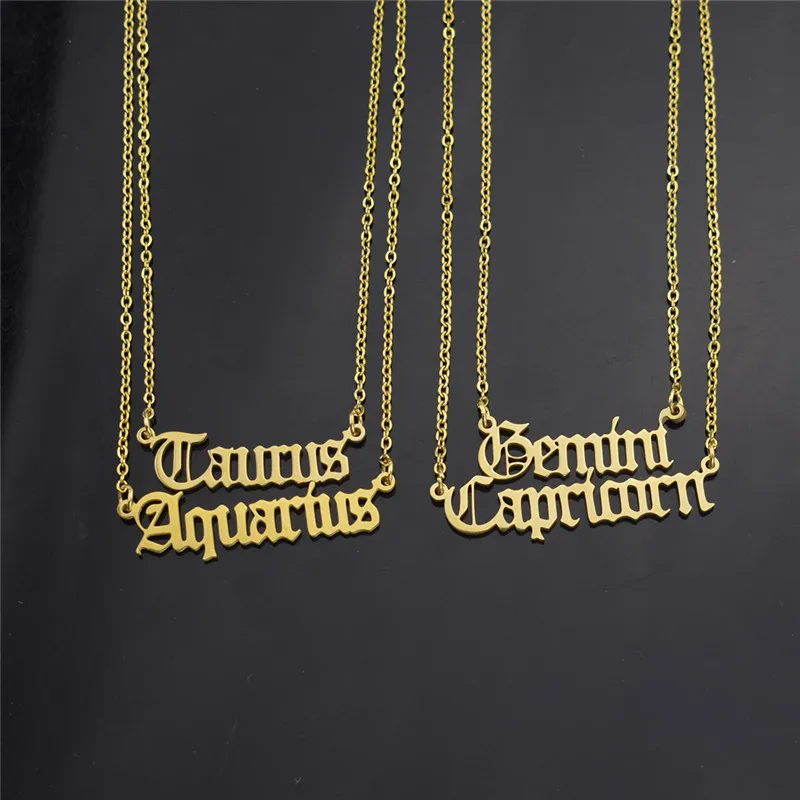 Мода 12 созвездий ожерелье с буквами Близнецы весы Стрелец рыбы Знаки зодиака