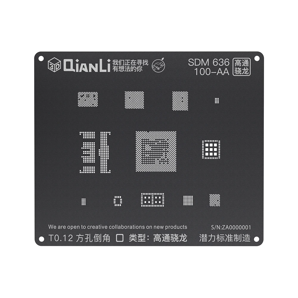 

QIANLI BGA реболлинг черный трафарет для ремонта олова для Android EMMC-General-DDR SDM-636 SDM-660 MTK-6582 MSM8996 Kirin655/659