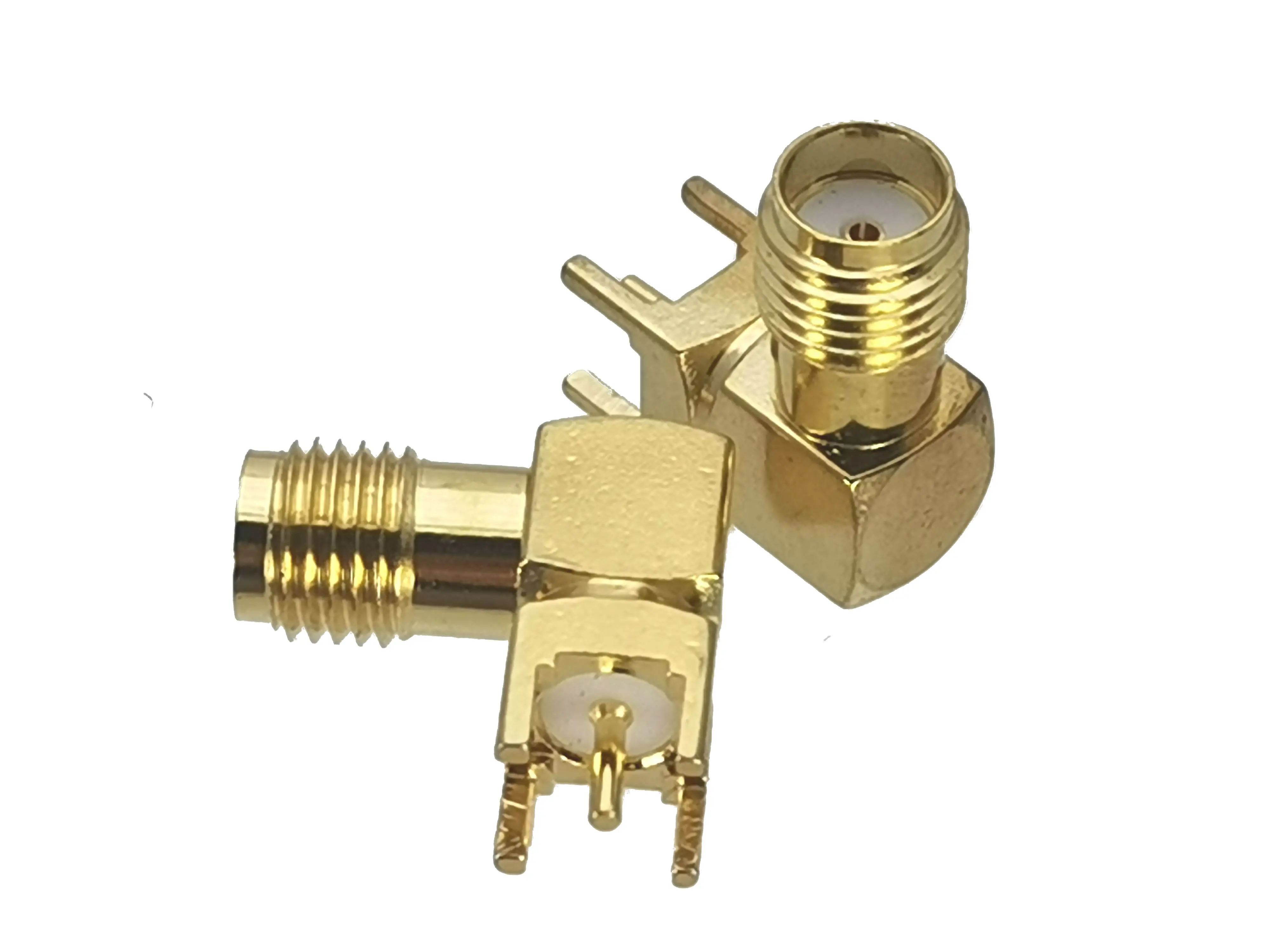 10Pcs Connector SMA Female jack Right angle Solder PCB Mount RF Adapter Coaxial High Quanlity