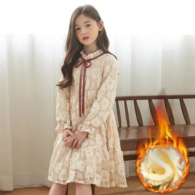 Корейские Детские платья с длинными рукавами для девочек повседневное школьное