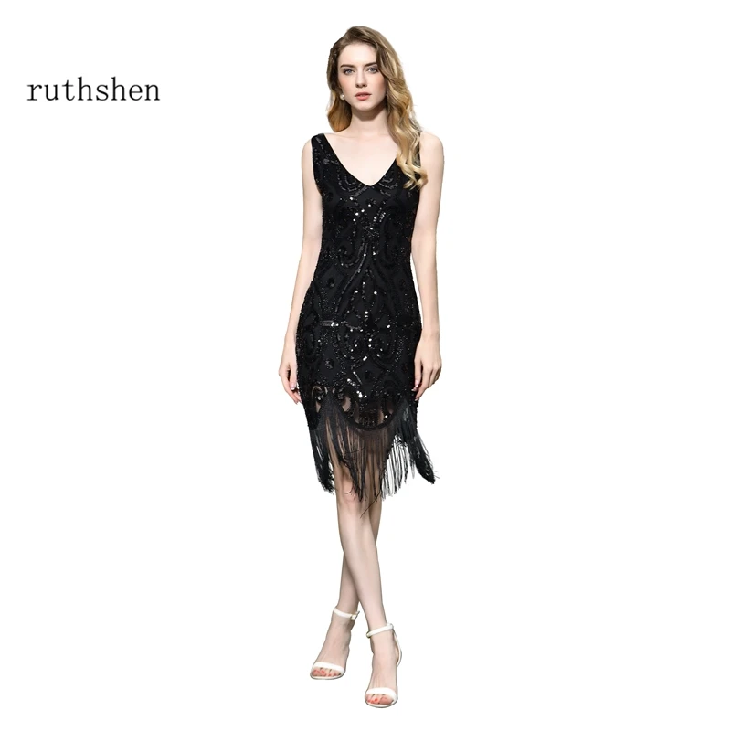 Маленькое черное платье для латинских танцев расшитое бисером шикарные Короткие