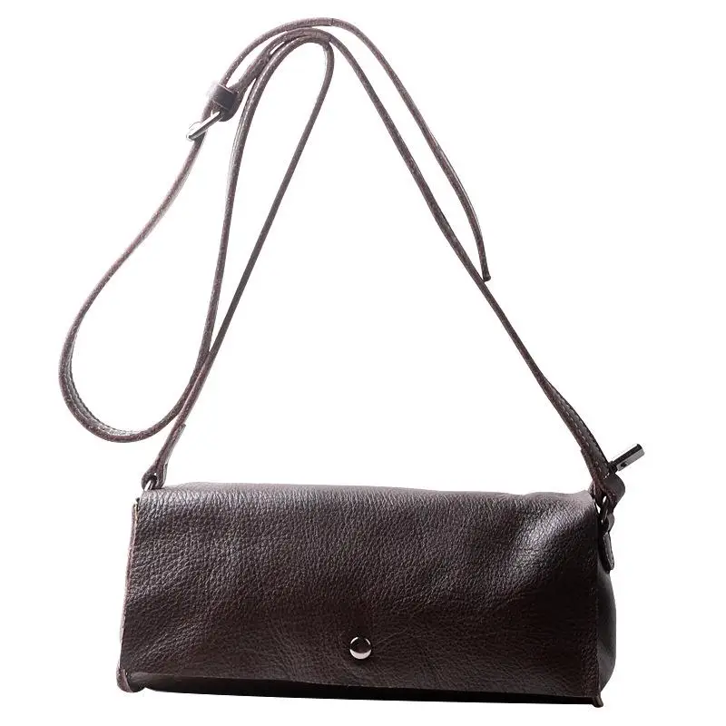 

Vintage Simple Shoulder & Crossbody Bags Genuine Leather 2021 New Leisure Soft Cowhide Solid Color Small Messenger Bag