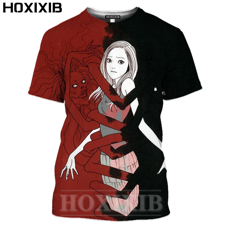 Футболка HOXIXIB с 3D-принтом японский триллер мультяшный рисунок джундзи Ито