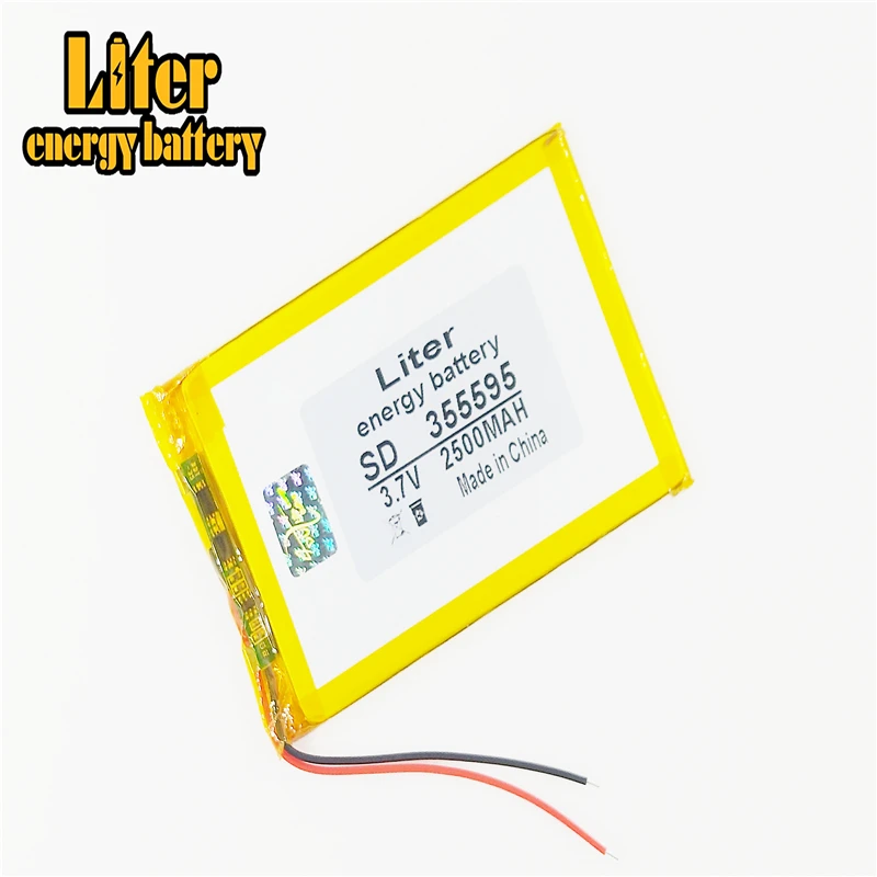 3.7V 2500mAH 355595 Polymer lithium ion / Li-ion battery for TOY POWER BANK GPS mp3 mp4 | Digital Batteries