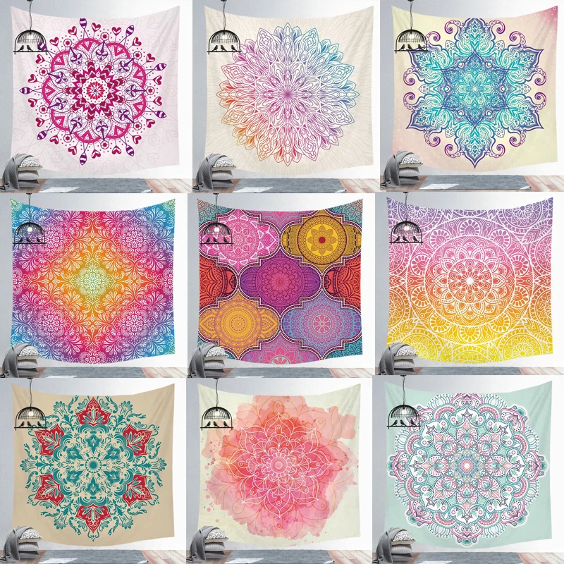Гобелен из полиэстера с индийской мандалой Настенный Коврик для йоги коврик