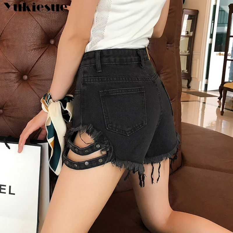 Женские джинсовые шорты с высокой эластичной талией черные синие белые розовые