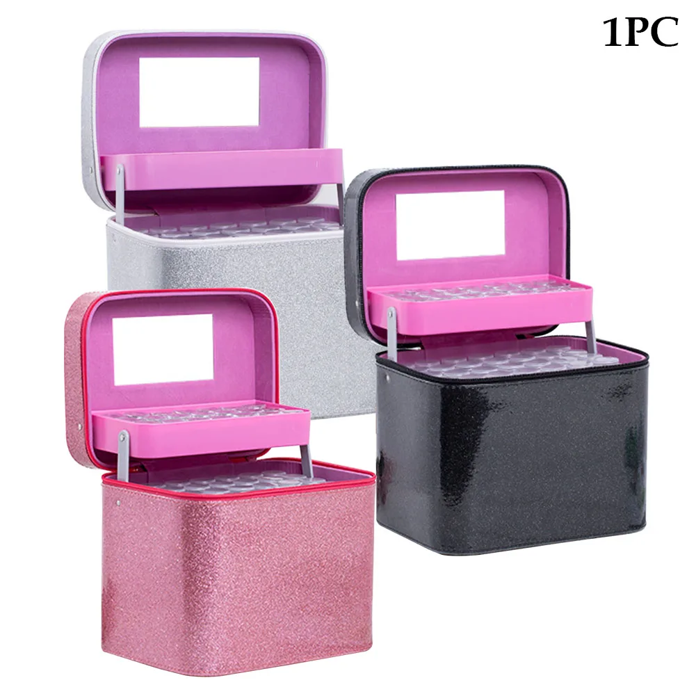 

126 Bottle Storage Box Handbag Durable Zipper Diamond PU Solid Beads Display Accessory Embroidery Non Toxic Case Exquisite