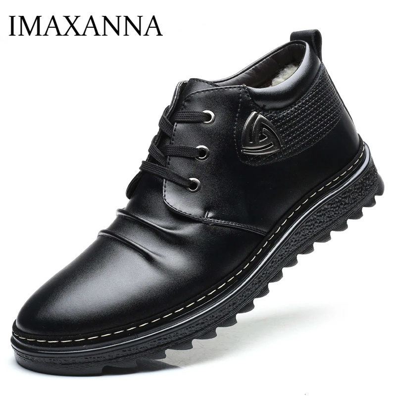 IMAXANNA/2019 г. Новые зимние ботинки мужская обувь из натуральной кожи теплая