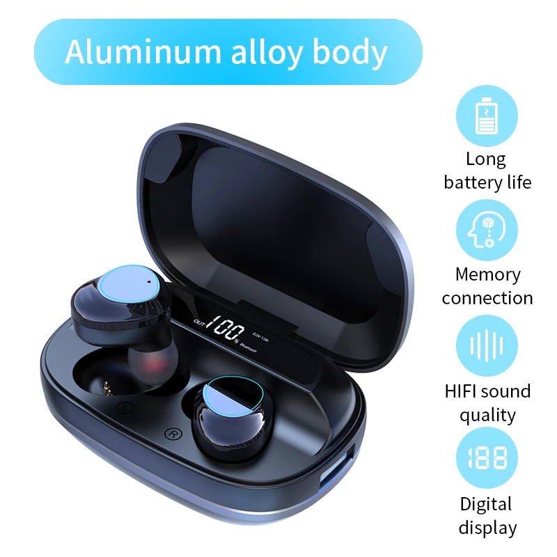 

Wireless Headphones Bluetooth Earphone TWS LED Display Gaming Headset Auto Paring Earphones Waterproof Earbuds With Microphone