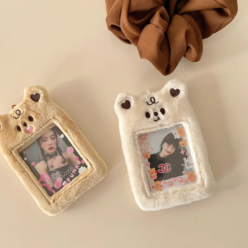 Симпатичный медведь плюшевый держатель для фотокарт кредитный идентификатор