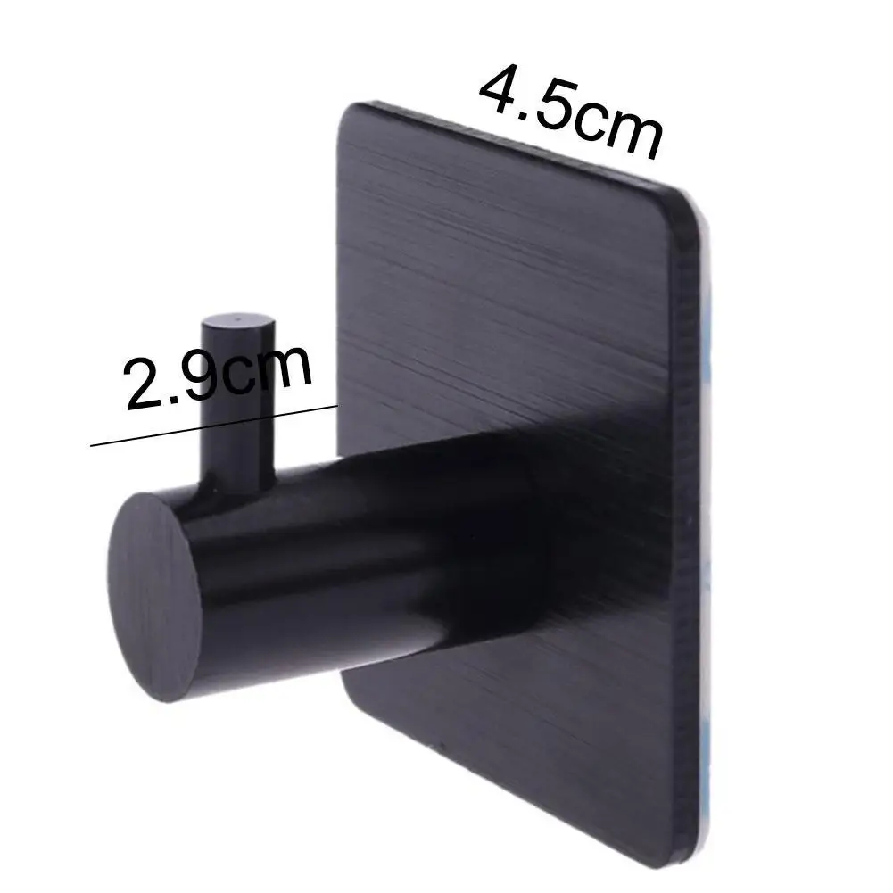 

Aluminum Hook Self-adhesive Non-perforated Black Coat Household Hanger Door Wall Hook Bathroom Kitche Storage Hook Multi-pu T7E7
