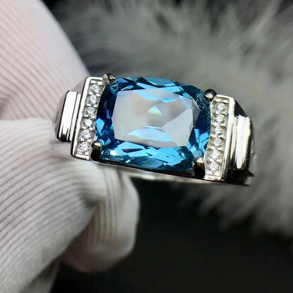 Топ из натурального голубой топаз драгоценный камень Для женщин мужчин граненые