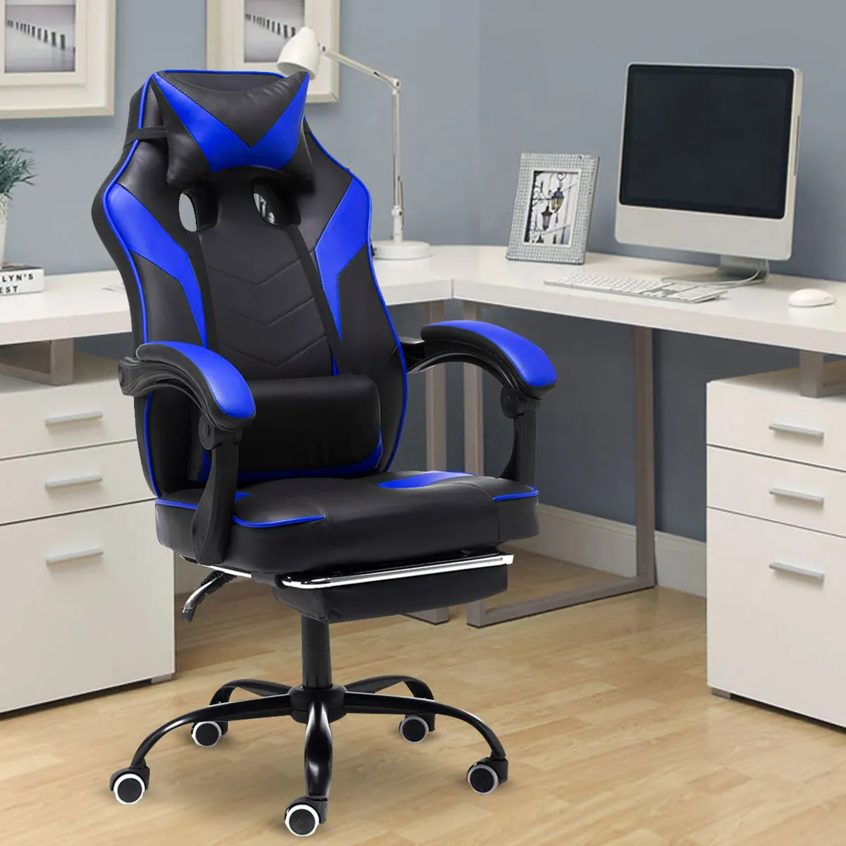 

Игровой стул WCG с подставкой для ног, игровой стул с подъемом, удобные стулья для сидения, эргономичный компьютерный стул с высокой спинкой, ...