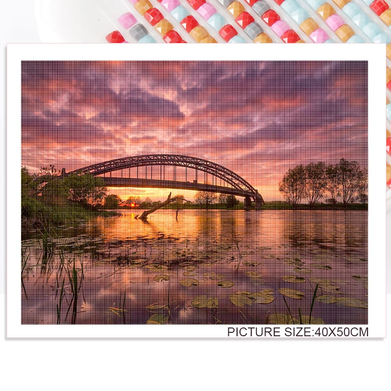 

Diamond Painting 5D Diy Handwork Wall Art Bridge Scenery Cross Stitch Embroidery Square Round Diamond Living Room Home Decor