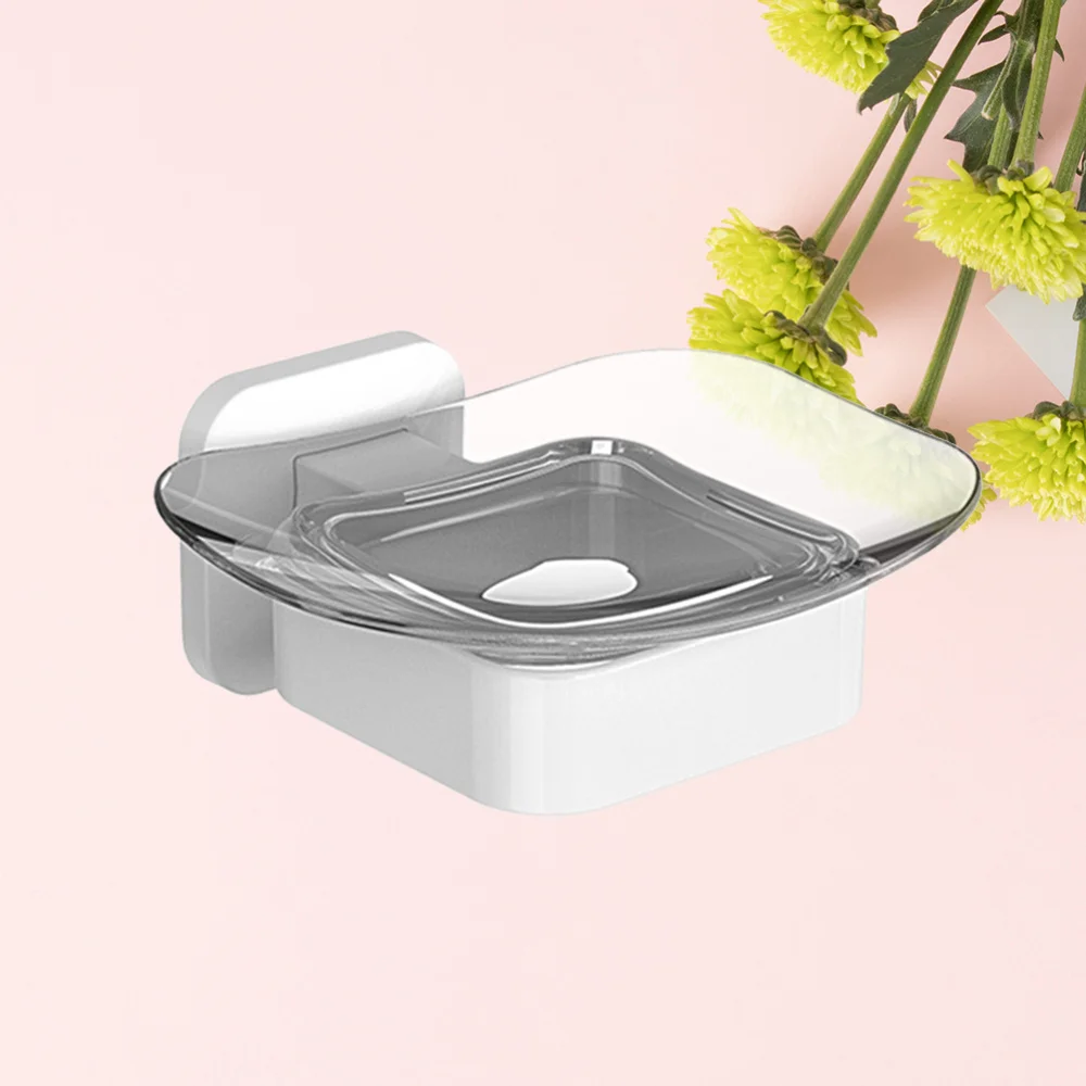 

1pc Need Drilling Soap Holder Wall Mount Soap Dish Sponge Shower Tray Soap Rack Bathroom Accessories(White)