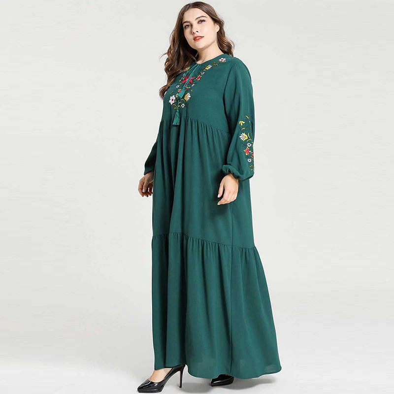 Muslim Dress Fashion Middle East Large Size Women's Dubai Turkey Embroidered Bow Casual Swing Morrocan Arabic Oman Kimono |