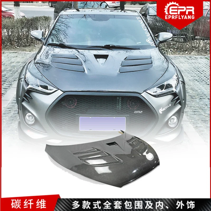 

Suit For of Retrofit Modern Freestyle Veloster Carbon Fiber with Typec Porous Engine Cover Heat Dissipation
