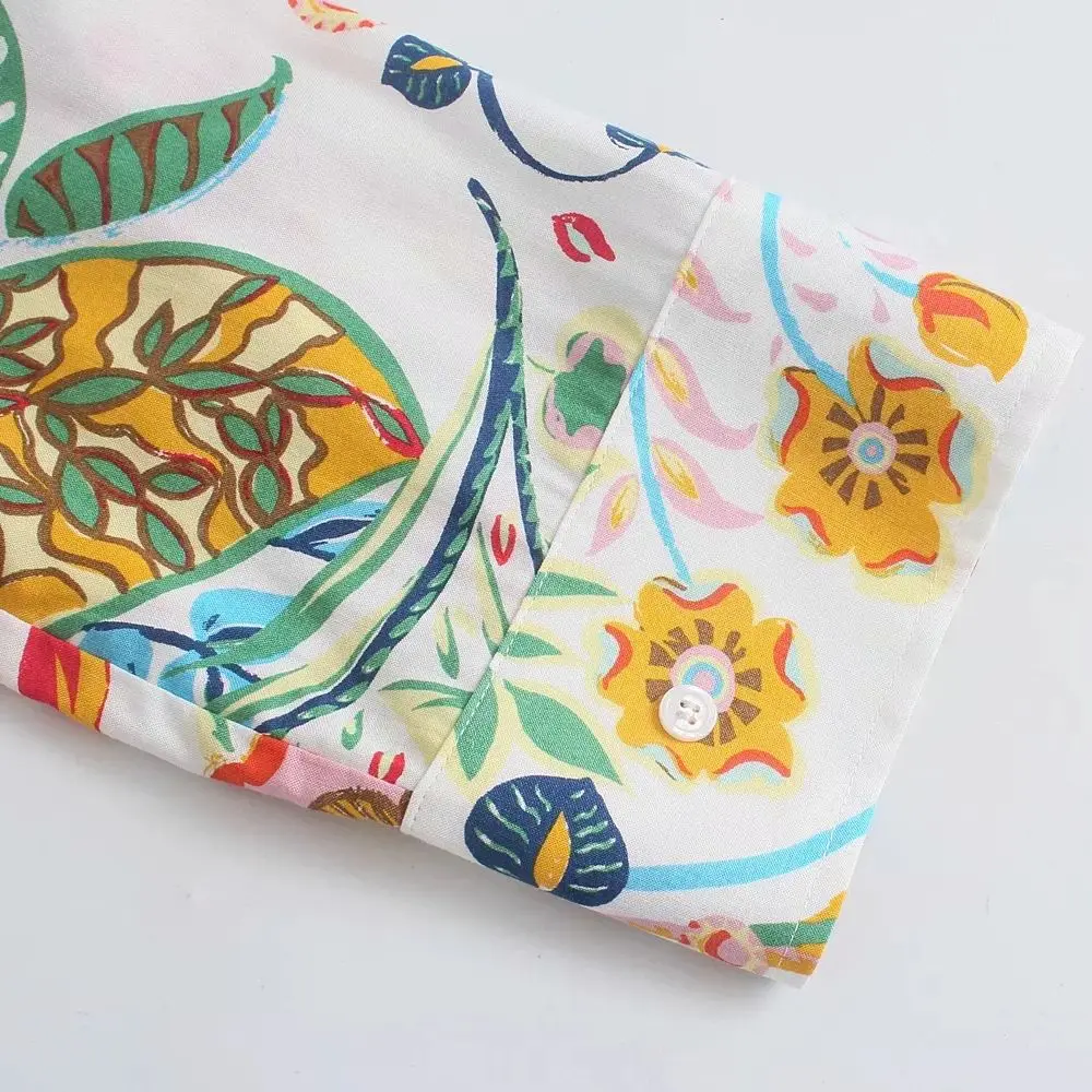 

Za New Women Fashion Flower Printed Playsuits Femme Loose Long Sleeve Shirt Collar Casual jumpsuit Beach Rompers floral onesies