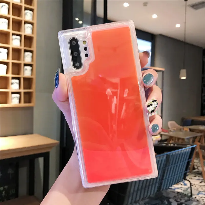Светящиеся неоновые песком чехол для samsung galaxy Note 10 Plus 9 8 S10 Lite S8 S9 плюс силиконовый